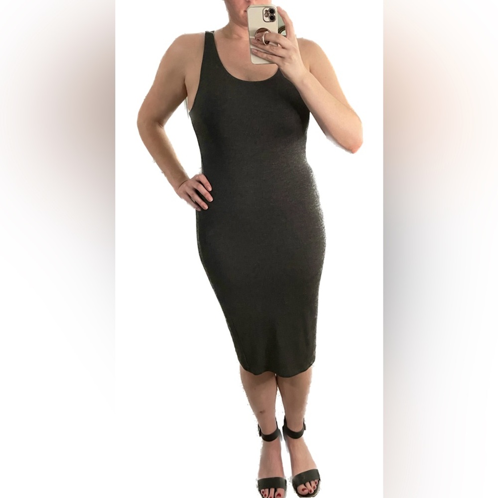 Charcoal Gray Midi Dress